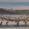 Cross Country Skiing - Image Size : 14x24 Inches